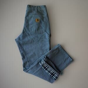 Carhartt Carpenter Pants 29 Gray Flannel Lined Heavy Canvas Workwear New York